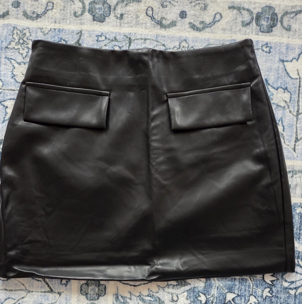 Showpo Black Faux Leather Mini Skirt